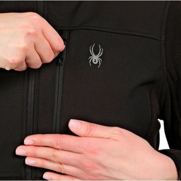 Spyder Women's Polar Fleece Full Zip Jacket Hooded Black Large NWT - Picture 3 of 3